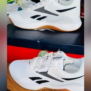 Reebok White and Black Sneakers with Gum Sole